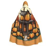 YYHHAOFA Il mantello con cappuccio per adulti di Halloween stampato Pumpkin House è un mantello super grande, confortevole e resistente