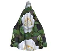 YYHHAOFA Il mantello con cappuccio per adulti stampato con rosa bianca del mattino è un poncho con cappuccio super grande, comodo e resistente per Halloween
