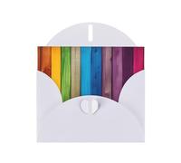 YYHHAOFA Immagine di sfondo in legno colorato arcobaleno bianco biglietto d'auguri per Natale, compleanno dei bambini, San Valentino e invito alla festa