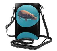 YYHHAOFA Ippopotamo grasso che galleggia nel modello dell'acqua piccola borsa del telefono di vibrazione della borsa a tracolla delle donne del cuoio del modello, impermeabile e durevole