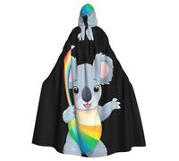 YYHHAOFA Koala Catching a Rainbow Stampe Halloween Adulto Mantello con Cappuccio per Decorazione Festa Cosplay Costumi Stage Masquerade