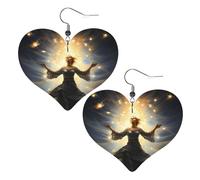 YYHHAOFA La luce della libertà illumina il mondo Stampe Orecchini in pelle a forma di cuore pendenti eleganti e leggeri per donne e ragazze, taglia unica, in pelle, senza pietre preziose