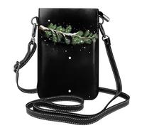 YYHHAOFA La neve che cade sulla borsa del telefono di vibrazione della borsa della tracolla delle donne del cuoio del modello dei rami di pino, impermeabile e durevole