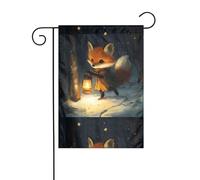 YYHHAOFA La volpe che illumina la foresta Stampato Giardino Bandiera Esterna Decorazione Cortile su entrambi i lati 30,5 x 45,7 cm