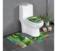 YYHHAOFA Lago con barche Canoe Parco Pattern Tre Pezzi Set di tappetini da bagno, tappetini da bagno, tappetini da bagno, antiscivolo ad asciugatura rapida