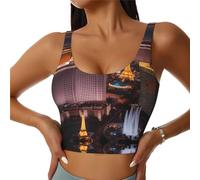 YYHHAOFA Las Vegas Night City Prints, gilet sportivo da donna, per yoga, allenamento, fitness, comodo, elasticizzato, morbido, Nero, M