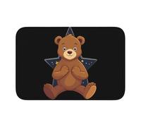YYHHAOFA Little Brown Bear on the Star Pattern Crystal Velvet Lock Edge Tappeto per camera da letto, salotto, dormitorio decorazione della casa