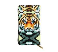 YYHHAOFA Little Fat Tiger Head Prints - Pochette lunga in pelle con stampa a forma di testa di tigre, comoda, leggera, alla moda, resistente, 19 x 10,5 cm, Nero , Taglia unica