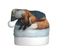 YYHHAOFA Little Fox Under the Snow Pattern Christmas Hat for Adult Halloween party use