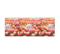 YYHHAOFA Little Sheep In Tulipani stampato Extra Large Mouse Pad, Computer Ufficio Anti Slip Gaming Keyboard Versione Ispessita 30,5 x 80 cm