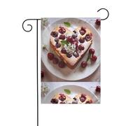 YYHHAOFA Love Cherry Cake stampato asta bandiera giardino decorazione cortile esterno su entrambi i lati 30,5 x 45,7 cm