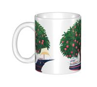 YYHHAOFA Lychee Tree on the ship Stampe tazza in ceramica Tazze per cappuccino, latte, cereali, yogurt, latte, bevande calde o fredde Forno a microonde