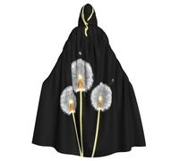 YYHHAOFA Macro semi di dente di leone Stampe Halloween Adulto Mantello con Cappuccio per Decorazione del Partito Cosplay Costumi Stage Masquerade