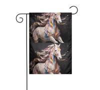 YYHHAOFA Magnifico cavallo stampato asta bandiera giardino decorazione cortile esterno su entrambi i lati 30,5 x 45,7 cm