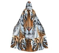 YYHHAOFA Mantello con cappuccio con stampa di testa di tigre, extra large, per costume di Halloween e cosplay