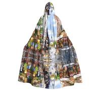 YYHHAOFA Mantello con cappuccio con stampa Torre Eiffel di Parigi, per cosplay, a maniche lunghe, strato resistente per festival