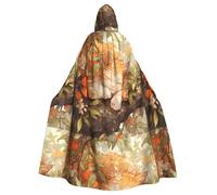 YYHHAOFA Mantello con cappuccio per adulti con stampa di gatto arancione sotto l'albero di osmanto, per Halloween, senza cerniera, comodo per feste in costume