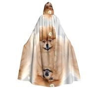 YYHHAOFA Mantello con cappuccio per adulti, costume di Halloween, lunghezza | Immagine Cane Con Fiore