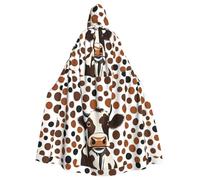 YYHHAOFA Marrone Mucca Macchie Modello Halloween Adulto Con Cappuccio Mantello Da Uomo E Donna Abbigliamento Mantello Gioco di Ruolo