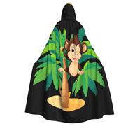 YYHHAOFA Monkey On The Coconut Tree Pattern Halloween Adulto Mantello con Cappuccio Uomini E Donne Abbigliamento Mantello Gioco di Ruolo
