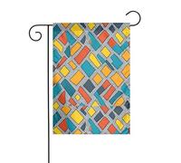 YYHHAOFA Motivi geometrici irregolari stampati asta da giardino decorazione cortile esterno su entrambi i lati 30,5 x 45,7 cm