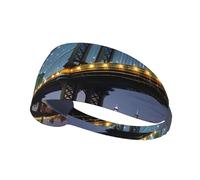 YYHHAOFA New York Manhattan Bridge Night Pattern Fascia sportiva da donna a prova di sudore fascia elastica estiva