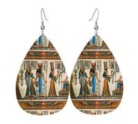 YYHHAOFA Orecchini da donna nell'antico Egitto con stampa in pelle a goccia, eleganti gocce in ecopelle per uno stile festivo e quotidiano
