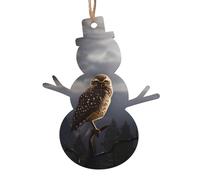 YYHHAOFA Ornamenti di Natale in legno a forma di pupazzo di neve, 1 pz immagine gufo malvagio da appendere agli alberi di