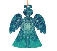 YYHHAOFA Ornamenti natalizi in legno a forma di angelo, 2 pezzi, albero della vita, immagine icona spaziale da appendere agli alberi di Natale