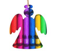 YYHHAOFA Ornamenti natalizi in legno a forma di angelo, 4 pastelli colorati da appendere agli alberi di Natale