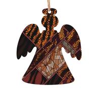 YYHHAOFA Ornamenti natalizi in legno a forma di angelo, 6 pezzi, stile africano, patchwork da appendere agli alberi di Natale