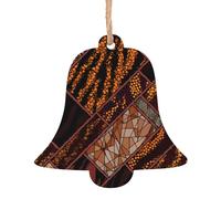 YYHHAOFA Ornamenti natalizi in legno a forma di campana, 2 pezzi, stile africano, patchwork da appendere agli alberi di Natale