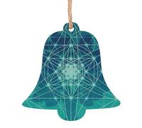 YYHHAOFA Ornamenti natalizi in legno a forma di campana, 4 pezzi, albero della vita, immagine icona spaziale da appendere agli alberi di Natale