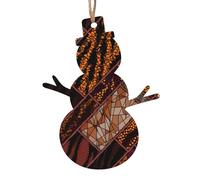 YYHHAOFA Ornamenti natalizi in legno a forma di pupazzo di neve, 2 pezzi, stile africano, patchwork da appendere agli alberi di Natale