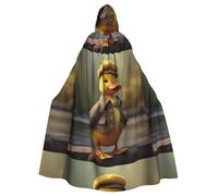 YYHHAOFA Paffuto anatra gialla stampe Halloween adulto mantello con cappuccio per la decorazione del partito cosplay costumi palcoscenico mascherata