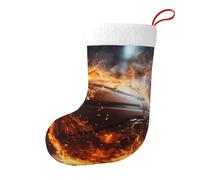 Yyhhaofa Pallacanestro sul fuoco e spruzzi d'acqua stampati su entrambi i lati stampati calzini natalizi per feste di grande capacità decorazioni per interni