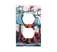 YYHHAOFA Pannello decorativo da parete con stampa di polpo pirata a vela, resistente e adatto per prese di luce, accessori per interruttori 11,4 x 7 cm