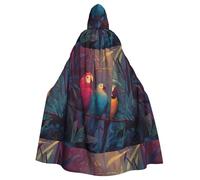 YYHHAOFA Pappagalli nella foresta pluviale Stampe Halloween Adulto Mantello con Cappuccio per Decorazione Festa Cosplay Costumi Stage Masquerade
