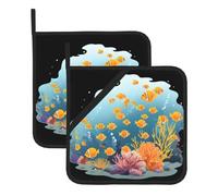 YYHHAOFA Pesce nella barriera corallina Pattern Square Pot Mat Set di due pezzi, isolato, ispessito, impermeabile, facile da pulire