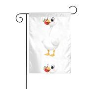 YYHHAOFA Piccola anatra bianca che mangia fragole stampato asta bandiera giardino decorazione cortile esterno double face 30,5 x 45,7 cm