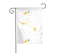 YYHHAOFA Piccola anatra bianca che salta stampato asta da giardino decorazione cortile esterno su entrambi i lati 30,5 x 45,7 cm