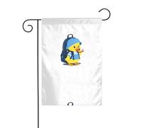 YYHHAOFA Piccola anatra gialla con zaino stampato asta bandiera giardino decorazione cortile esterno double face 30,5 x 45,7 cm