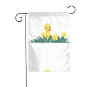 YYHHAOFA Piccola anatra nel fiore giallo stampato asta bandiera giardino decorazione cortile esterno double face 30,5 x 45,7 cm