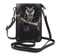 YYHHAOFA Piccola borsa a tracolla in pelle per cellulare, 19,3 x 12,4 cm, immagine di gufo a tarda notte per passeggiate, campeggio, shopping, viaggi e uso all'aperto
