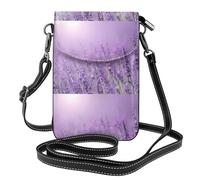 YYHHAOFA Piccola borsa a tracolla in pelle per cellulare, 19,3 x 12,4 cm, romantica, viola, con immagine di lavanda per passeggiate, campeggio, shopping, viaggi e uso all'aperto