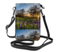 YYHHAOFA Piccola borsa a tracolla in pelle per cellulare, 19,6 x 12,4 cm, con prato di lavanda al tramonto immagine primaverile per passeggiate, campeggio, shopping, viaggi e uso all'aperto