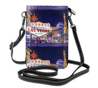 YYHHAOFA Piccola borsa a tracolla in pelle per cellulare, 19,6 x 12,4 cm, immagine di città notturna di Las Vegas, per passeggiate, campeggio, shopping, viaggi e uso all'aperto