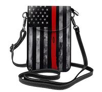 YYHHAOFA Piccola borsa da donna per cellulare con ascia da vigile del fuoco con bandiera rossa immagine morbida, resistente e impermeabile in pelle PU comoda per l'uso quotidiano e in viaggio, nero,