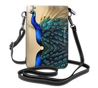 YYHHAOFA Piccola borsa del telefono di vibrazione della borsa della tracolla delle donne di cuoio del modello fresco del pavone, impermeabile e durevole