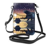 YYHHAOFA Piccola borsa di cuoio del telefono di vibrazione di vibrazione delle donne del modello dell'orso di pesca della stella, impermeabile e durevole